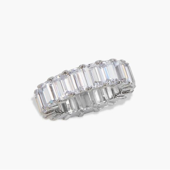 SAVVY CIE JEWELS Sterling Silver Bold Baguette CZ Ring Size 8 NEW - Picture 1 of 5